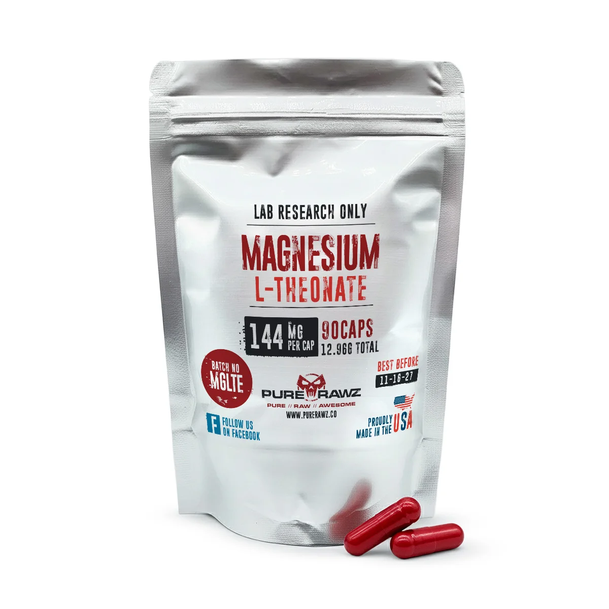 Magnesium L-Threonate Capsules | Fast Shipping | PureRawz